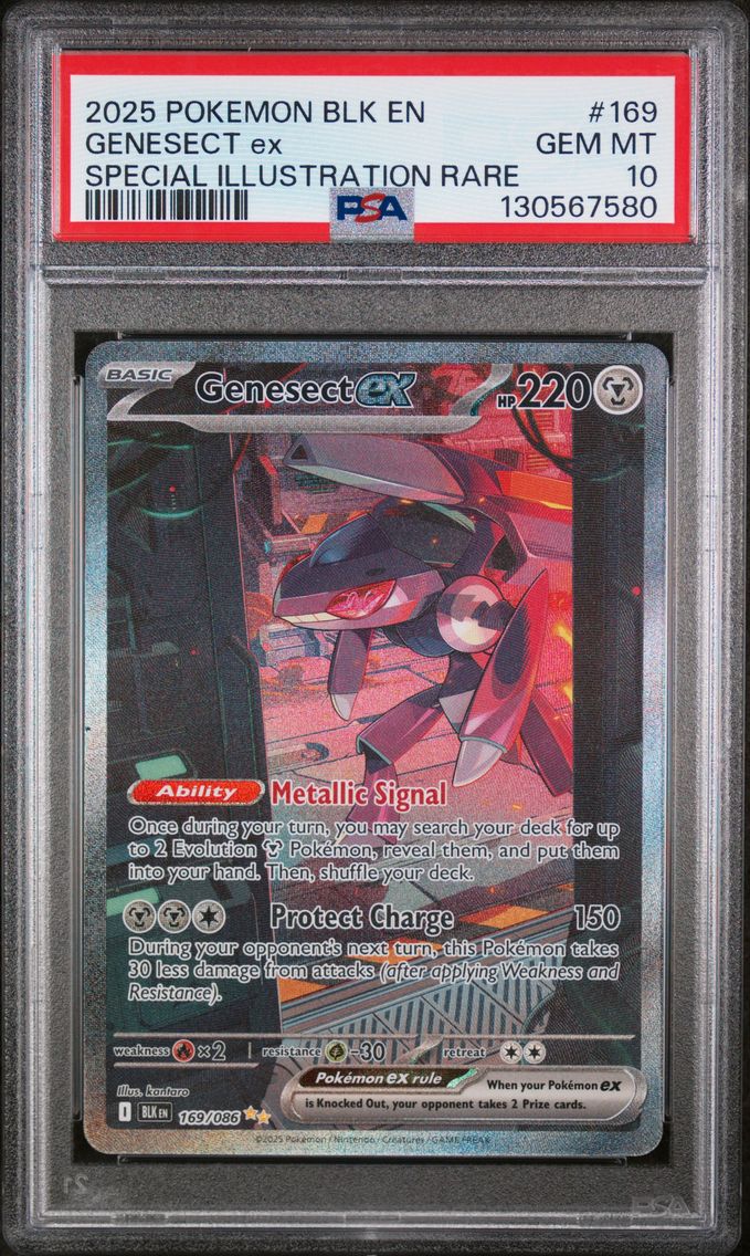 2025 #169 Genesect EX PSA 10 Blk EN-Black Bolt