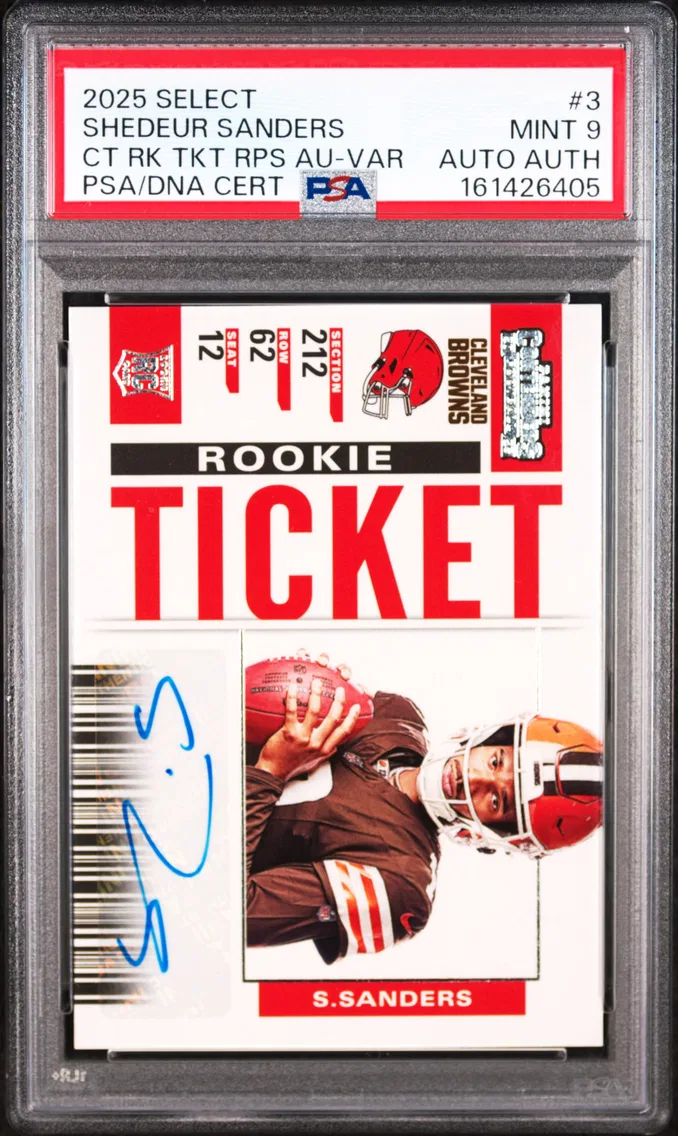2025 #3 Shedeur Sanders PSA 9 Panini Select Contenders Rookie Ticket Rps Autographs