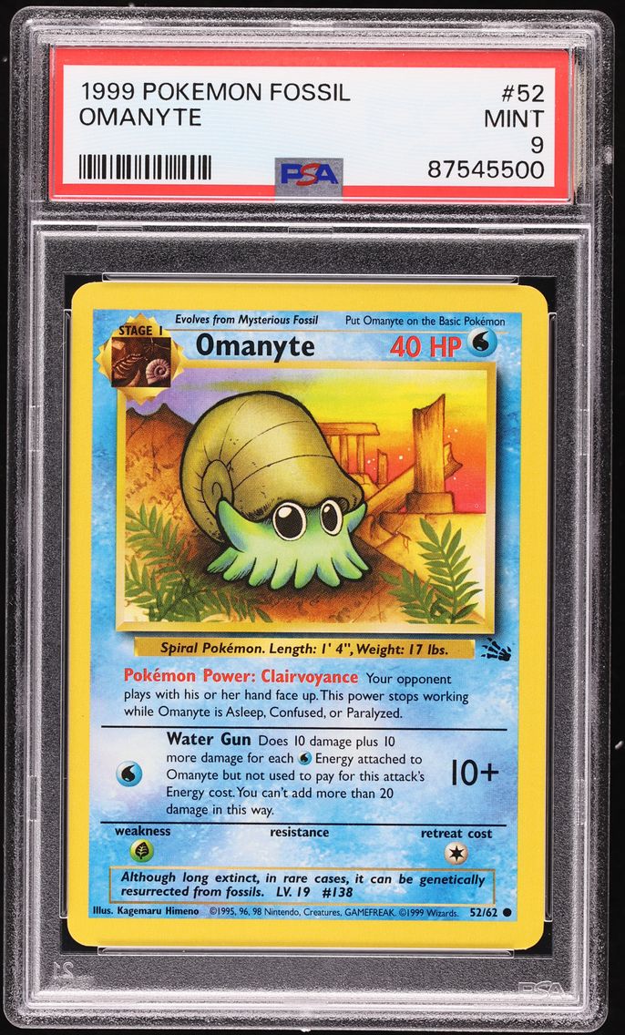 1999 #52 Omanyte PSA 9 Fossil Pokemon