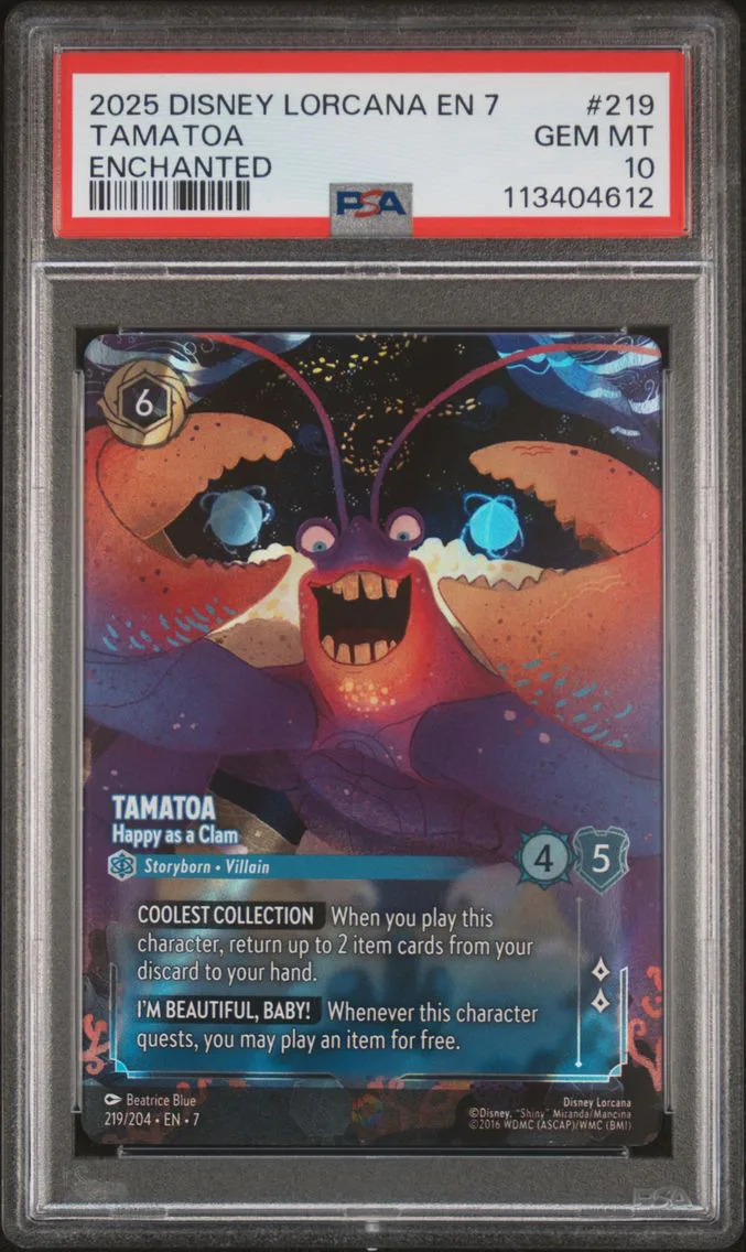 2025 #219 Tamatoa - Happy As A Clam PSA 10 Disney Lorcana EN 7-Archazia's Island