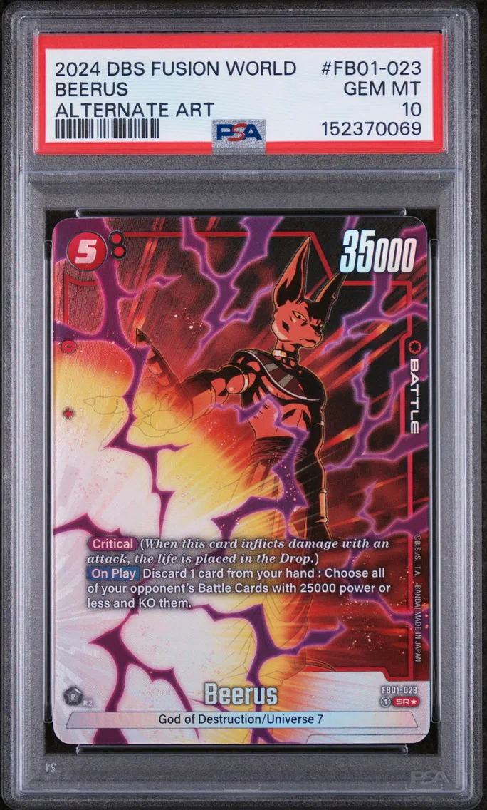 2024 #FB01-023 Beerus PSA 10 Dragon Ball Super Card Game Fusion World Awakened Pulse