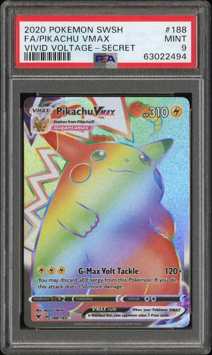 2020 #188 Full Art/Pikachu Vmax PSA 9 Sword & Shield Vivid Voltage