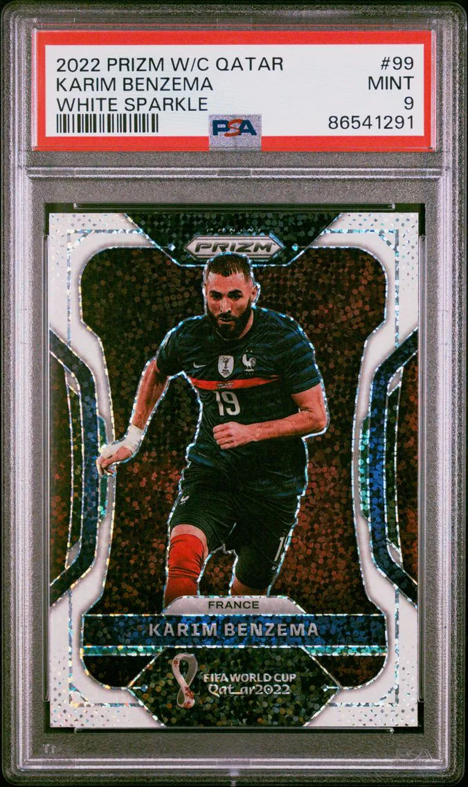 2022 #99 Karim Benzema PSA 9 Panini Prizm World Cup Qatar