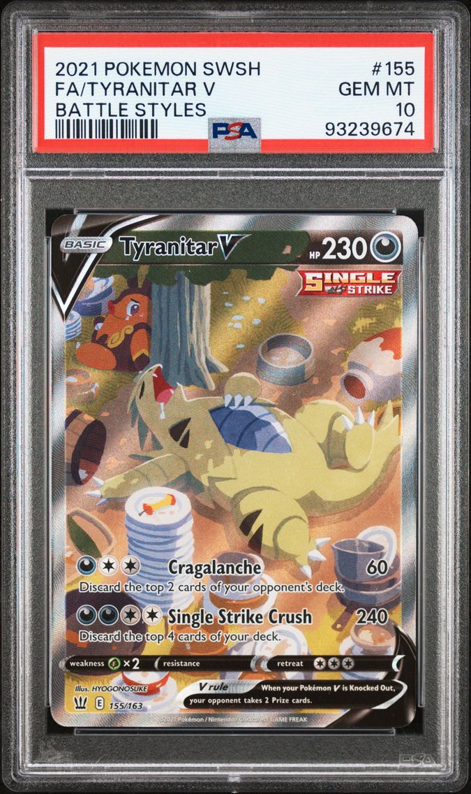2021 #155 Full Art/Tyranitar V PSA 10 Sword & Shield Battle Styles