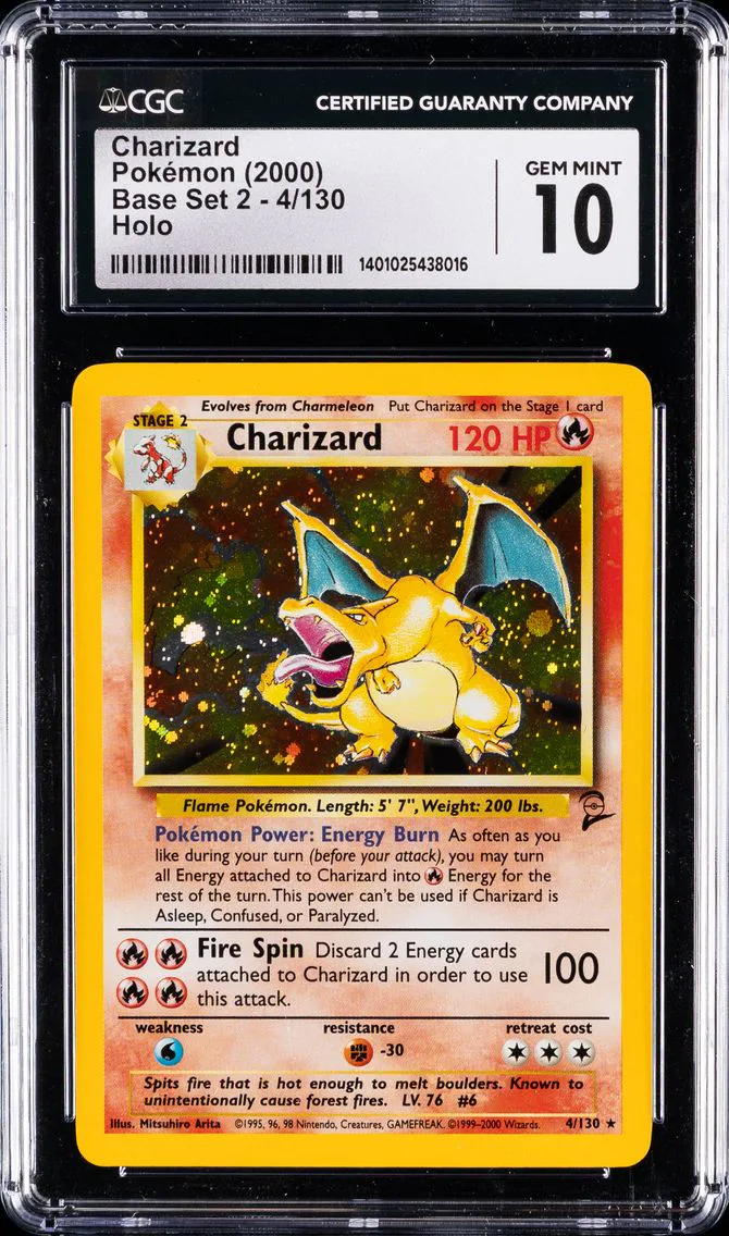 2000 #4 Charizard-Holo CGC 10 Game Base II Pokemon