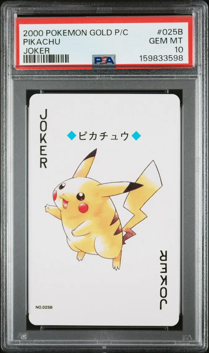 2000 Pokemon Gold Version Playing Cards Pikachu Gold Version Playing Cards #025B PSA 10