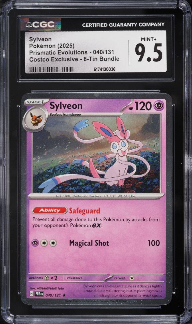 2025 Pokemon Scarlet & Violet Prismatic Evolutions Costco Exclusive Sylveon #40 CGC 9.5 MINT+