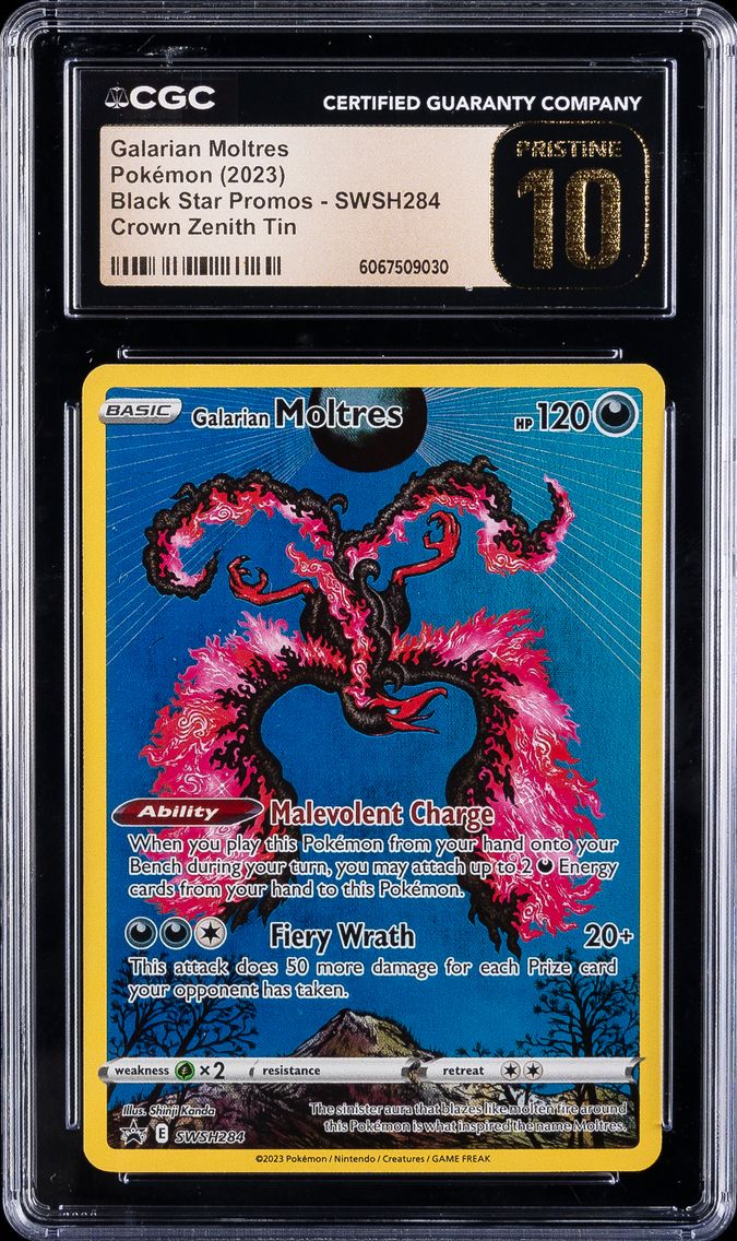 2023 #284 Galarian Moltres CGC 10 Pristine Swsh Black Star Promo Pokemon