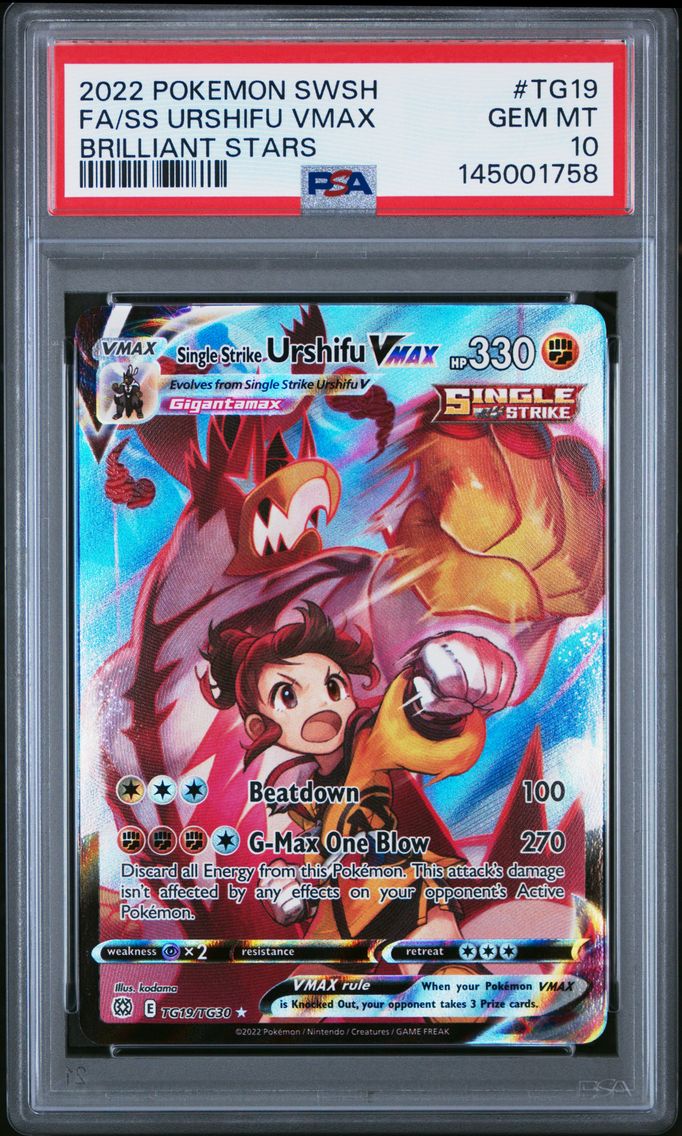 2022 #TG19 Full Art/Single Strike Urshifu Vmax PSA 10 Sword & Shield Brilliant Stars
