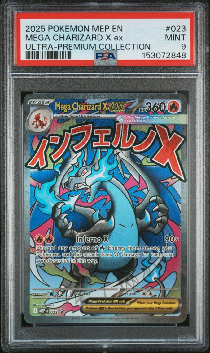 2025 Pokemon Mep EN-Me Black Star Promo Mega Charizard X EX Mep EN-Me Black Star Promo #023 PSA 9