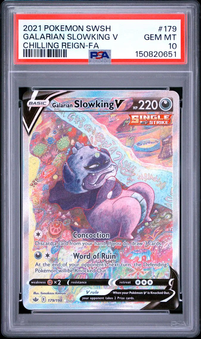 2021 #179 Full Art/Galarian Slowking V PSA 10 Sword & Shield Chilling Reign