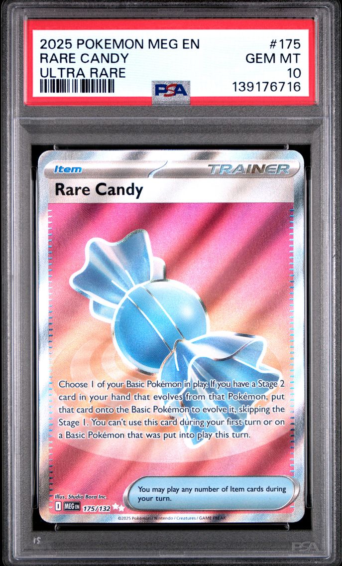 2025 #175 Rare Candy PSA 10 Meg EN-Mega Evolution Pokemon