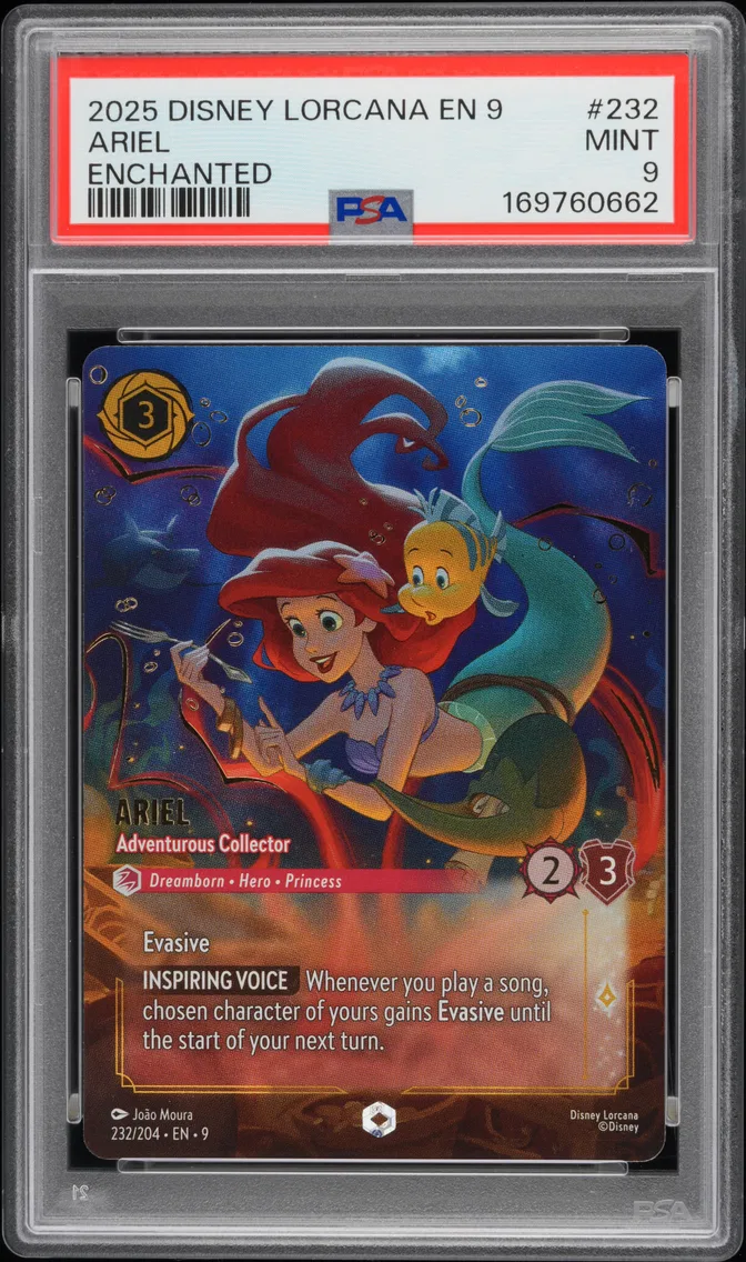 2025 #232 Ariel - Adventurous Collector PSA 9 Disney Lorcana EN 9-Fabled