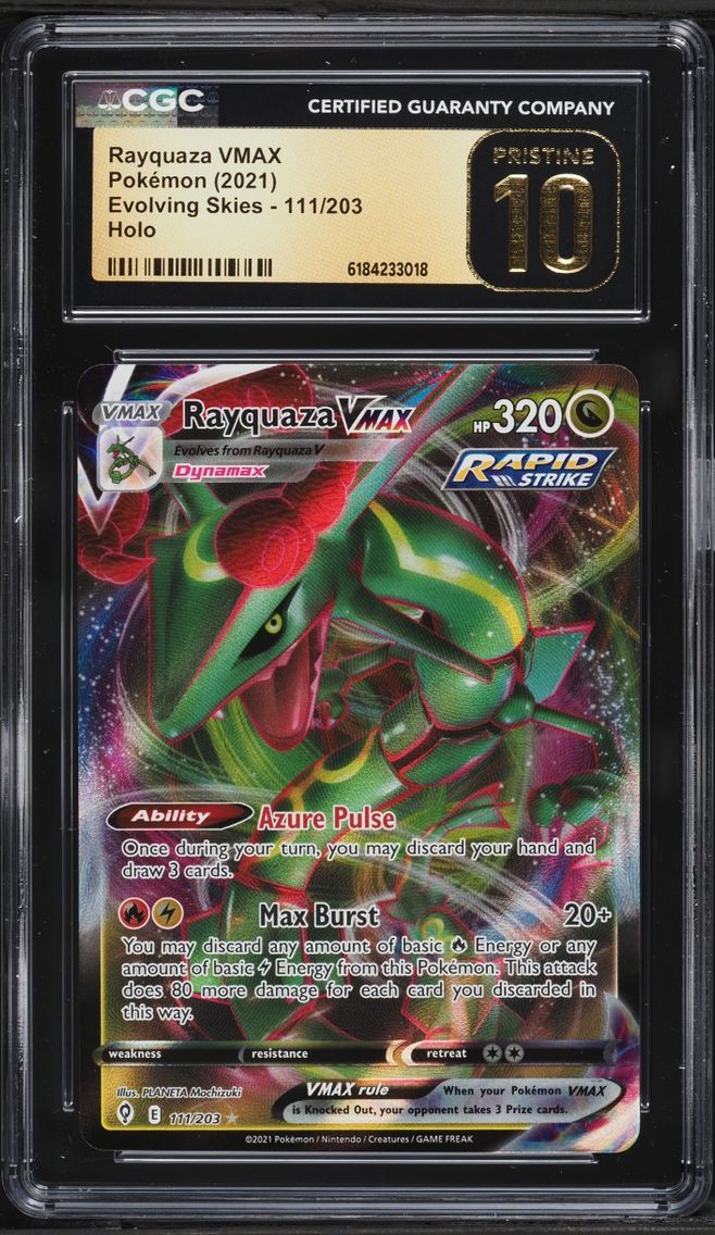 2021 #111 Rayquaza VMAX CGC 10 Pokemon Sword & Shield Evolving Skies Full Art