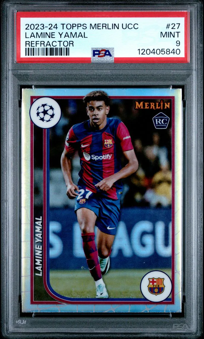 2023 #27 Lamine Yamal PSA 9 Topps Merlin UEFA Club Competitions