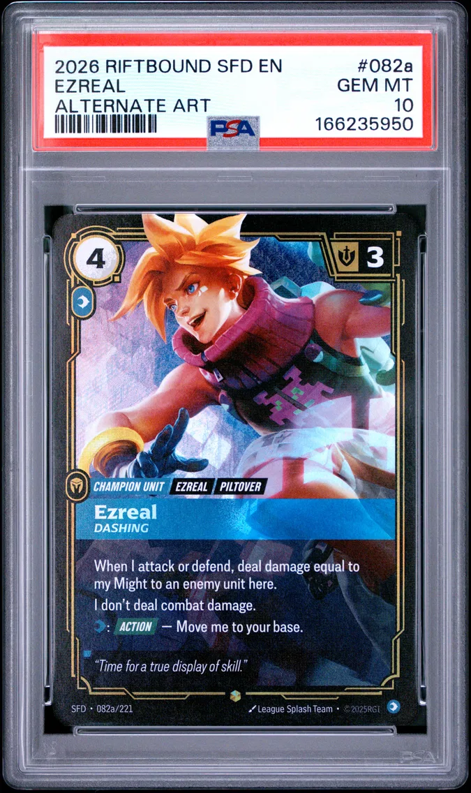 2026 #082a Ezreal - Dashing PSA 10 Riftbound: League of Legends Sfd-Spiritforged