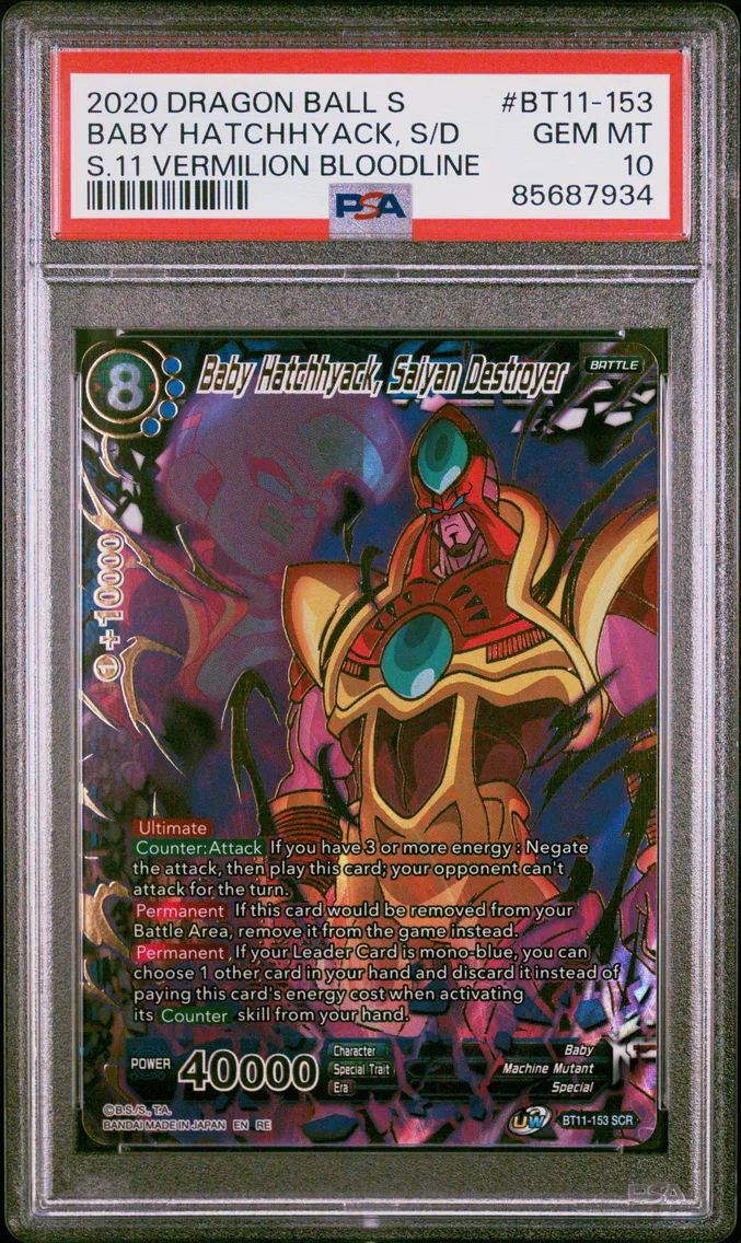 2020 #BT11-153 Baby Hatchhyack, Saiyan Destroyer PSA 10 Dragon Ball Super Card Game Series 11 Vermilion Bloodline