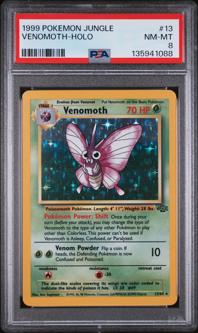 1999 #13 Venomoth-Holo PSA 8 Jungle Pokemon