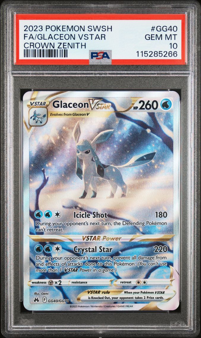 2023 #GG40 Full Art/Glaceon Vstar PSA 10 Sword and Shield Crown Zenith Pokemon