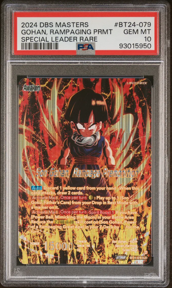 2024 #BT24-079 Son Gohan/Son Gohan, Rampaging Premonition PSA 10 Dragon Ball Super Card Game Masters Series 24 Beyond Generations