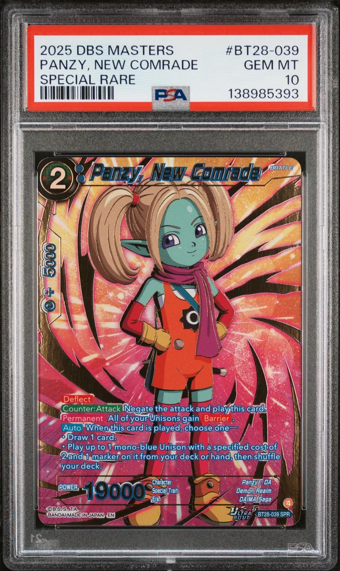 2025 #BT28-039 Panzy, New Comrade PSA 10 Dragon Ball Super Card Game Masters Series 28 Prismatic Clash