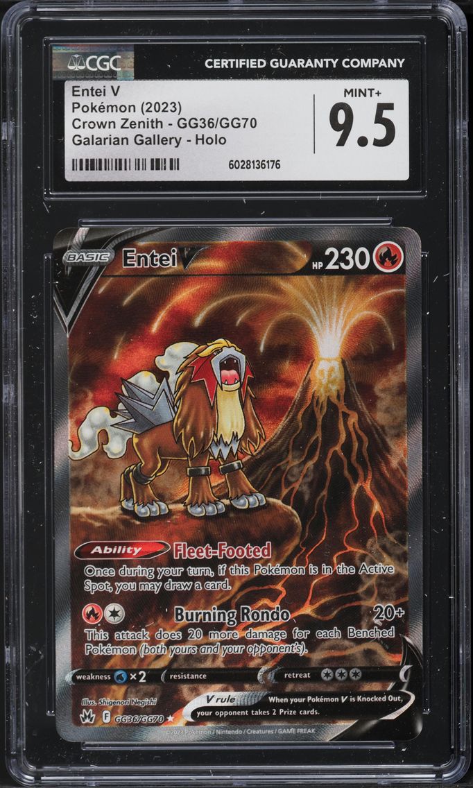 2023 #GG36 Full Art/Entei V CGC 9.5 Sword and Shield Crown Zenith Pokemon