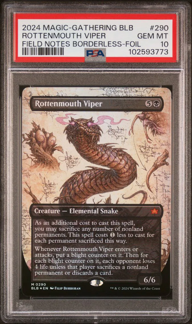 2024 #290 Rottenmouth Viper PSA 10 Bloomburrow Magic the Gathering