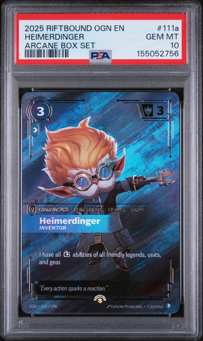 2025 #111a Heimerdinger - Inventor PSA 10 Riftbound: League of Legends Ogn-Origins