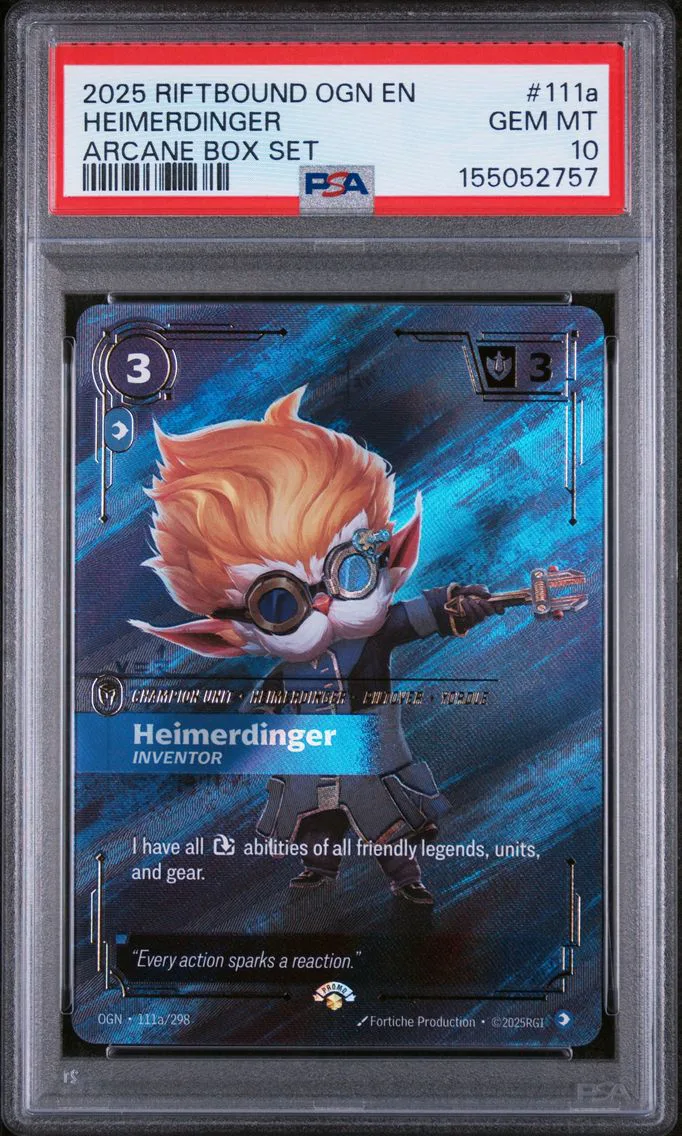 2025 #111a Heimerdinger - Inventor PSA 10 Riftbound: League of Legends Ogn-Origins