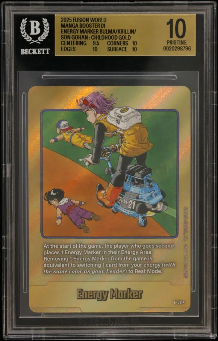 2025 #E56 Energy Marker (Bulma/Krillin/Son Gohan : Childhood) GOLD BGS 10 Dragon Ball Super Card Game Fusion World Manga Booster 01