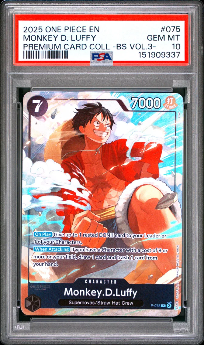 2025 #075 Monkey D. Luffy PSA 10 One Piece Premium Card Collection -Best Selection Vol.3-