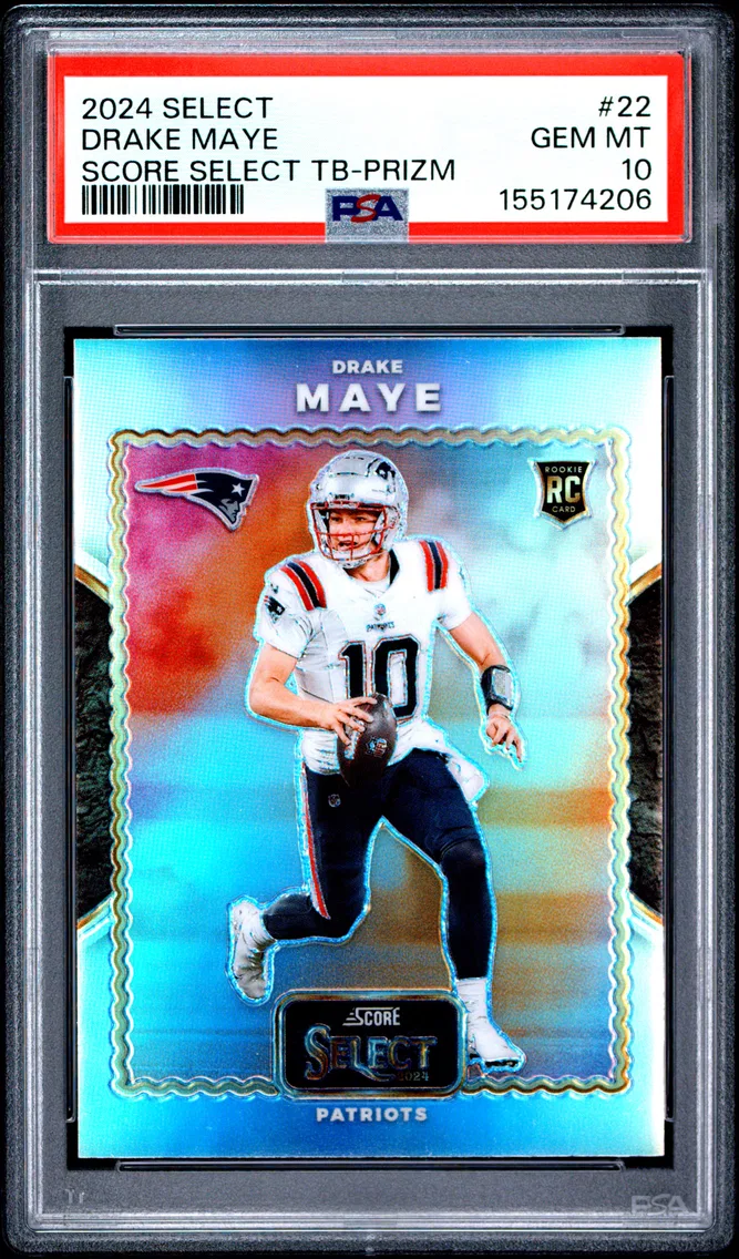 2024 #22 Drake Maye PSA 10 Panini Select Score Select Throwback