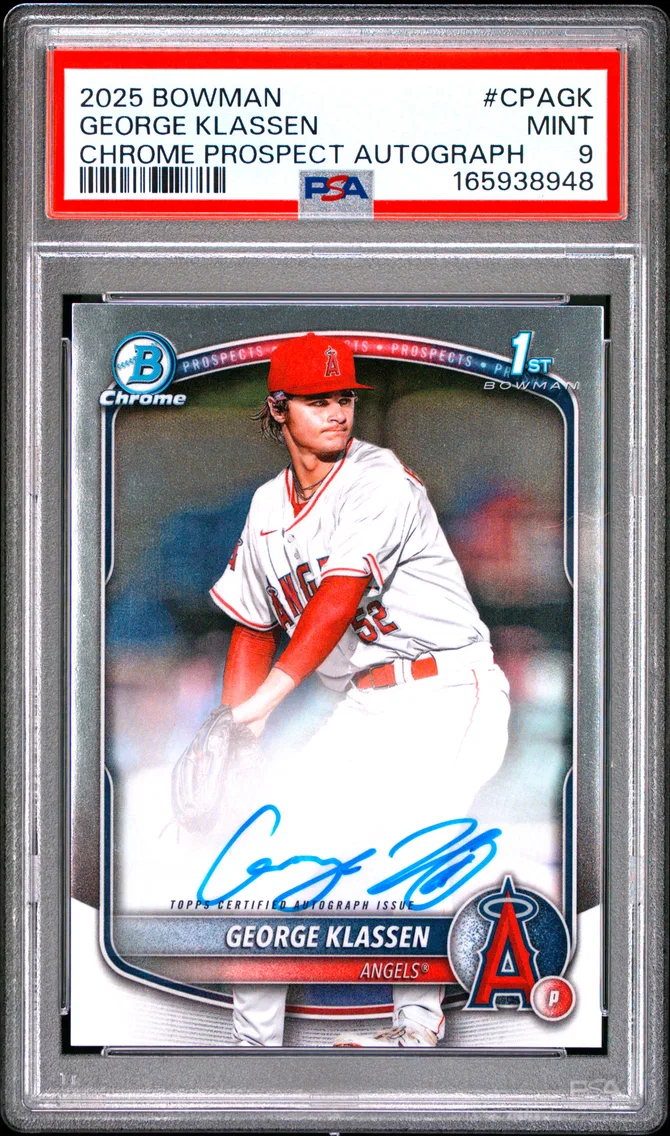 2025 #CPAGK George Klassen PSA 9 Bowman Chrome Prospect Autographs