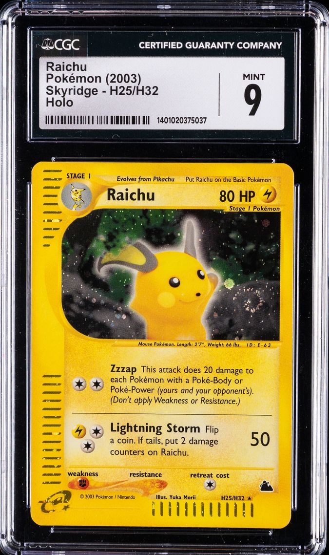 2003 #H25 Raichu-Holo CGC 9 Skyr