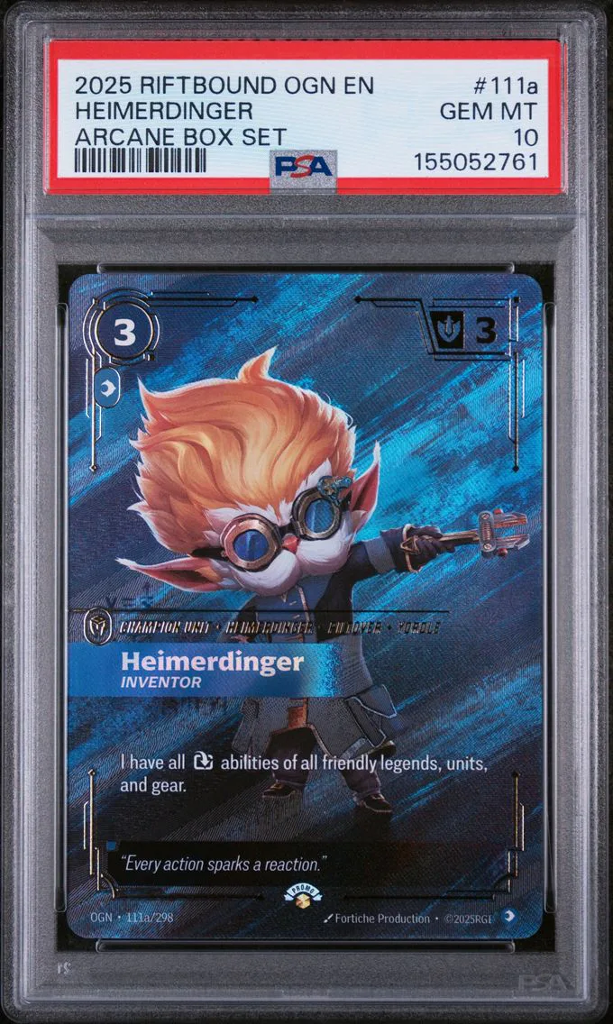 2025 #111a Heimerdinger - Inventor PSA 10 Riftbound: League of Legends Ogn-Origins
