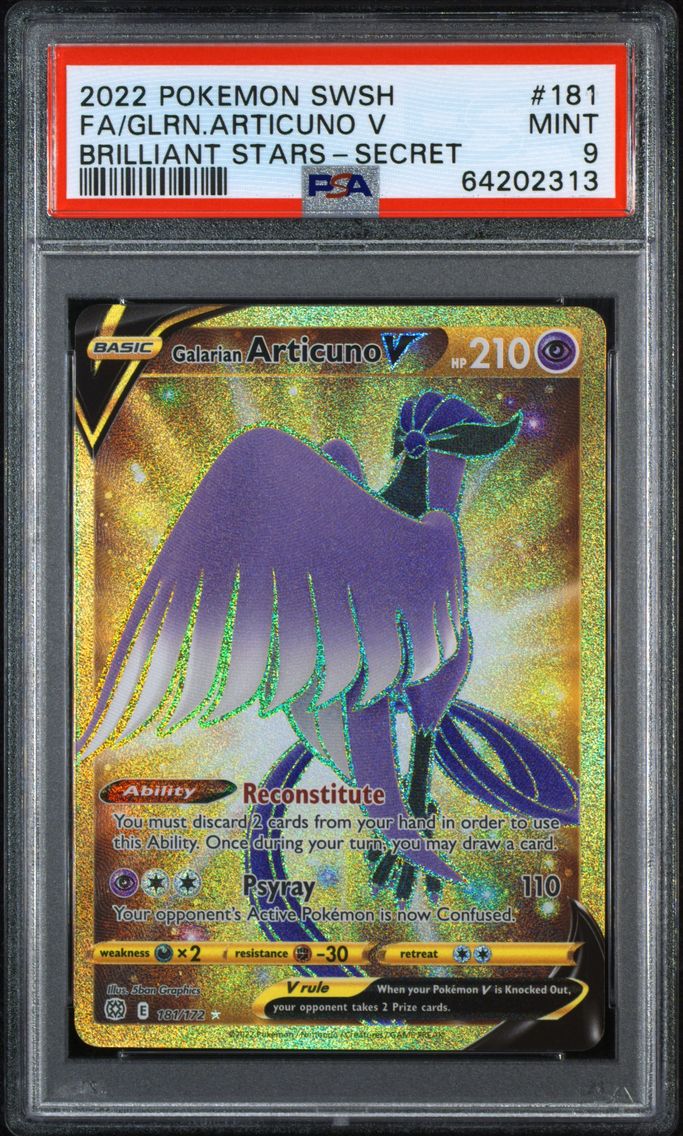 2022 #181 Full Art/Galarian Articuno V PSA 9 Sword & Shield Brilliant Stars Pokemon