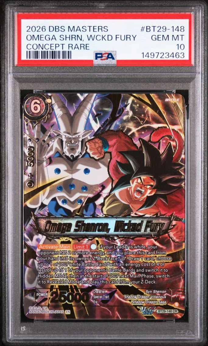 2026 #BT29-148 Omega Shenron, Wicked Fury PSA 10 Dragon Ball Super Card Game Masters Series 29 Fearsome Rivals