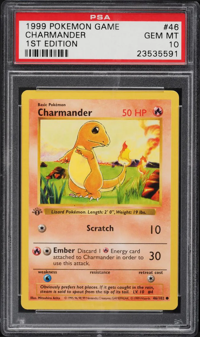 1999 #46 Charmander 1st Edition PSA 10 Game Pokemon