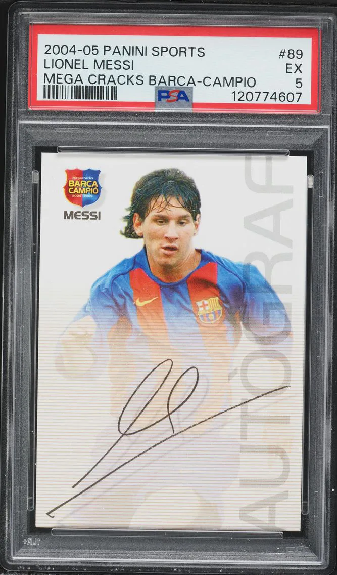 2004 #89 Lionel Messi PSA 5 Panini Sports Mega Cracks Barca Soccer