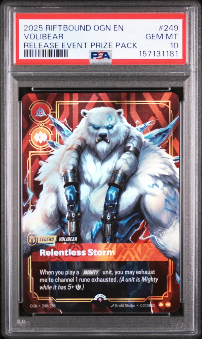 2025 #249 Volibear - Relentless Storm PSA 10 Riftbound: League of Legends Ogn-Origins