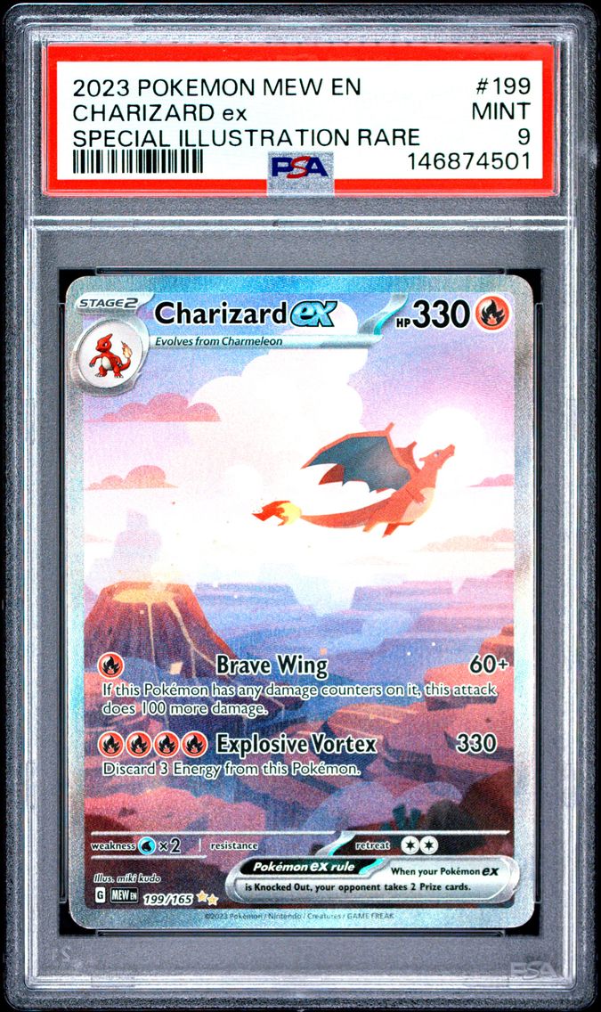2023 #199 Charizard EX PSA 9 Mew