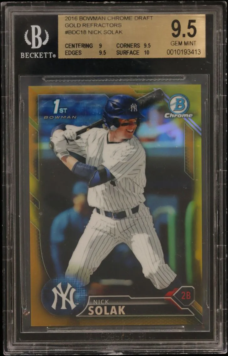 2016 #BDC18 Nick Solak BGS 9.5 Bowman Chrome Draft Gold Refractors