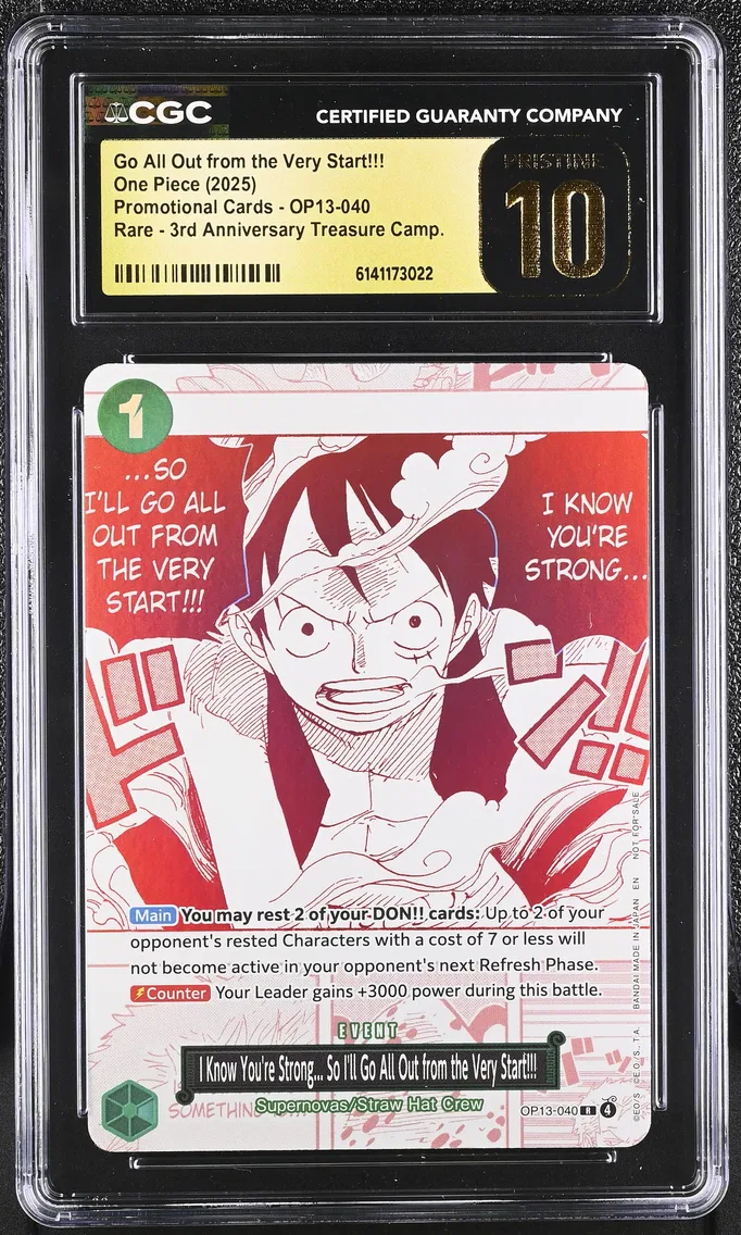 2025 #OP13-040 Go All Out from the Very Start!!! CGC 10 Pristine Promotional Cards - English