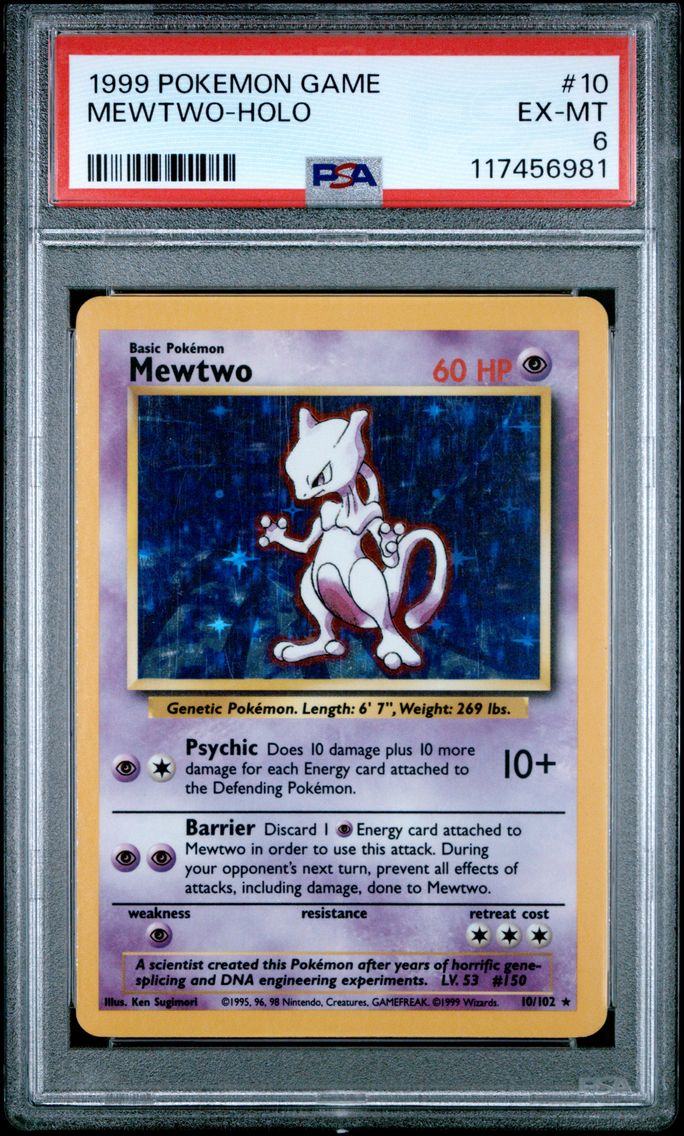 1999 #10 Mewtwo-Holo PSA 6 Game Pokemon