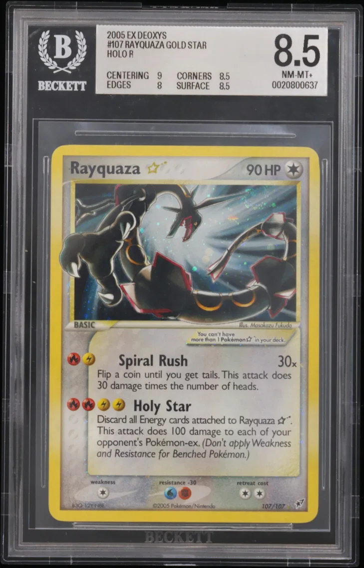 2005 #107 Rayquaza Gold Star HOLO R BGS 8.5 EX Deoxys