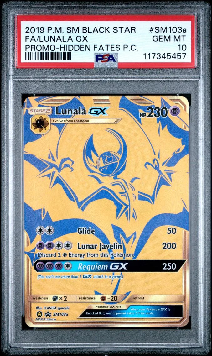 2019 #SM103a Full Art/Lunala GX PSA 10 SM Black Star Promo