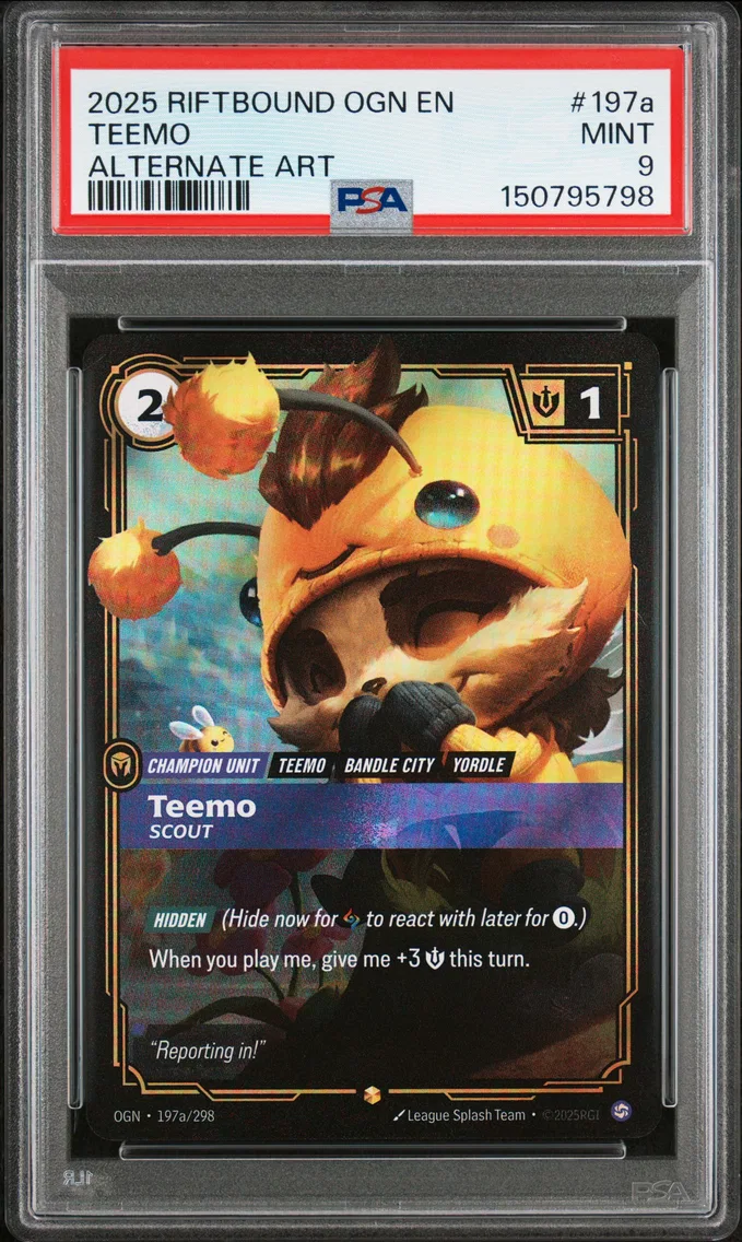 2025 #197a Teemo - Scout PSA 9 Riftbound: League of Legends Ogn-Origins