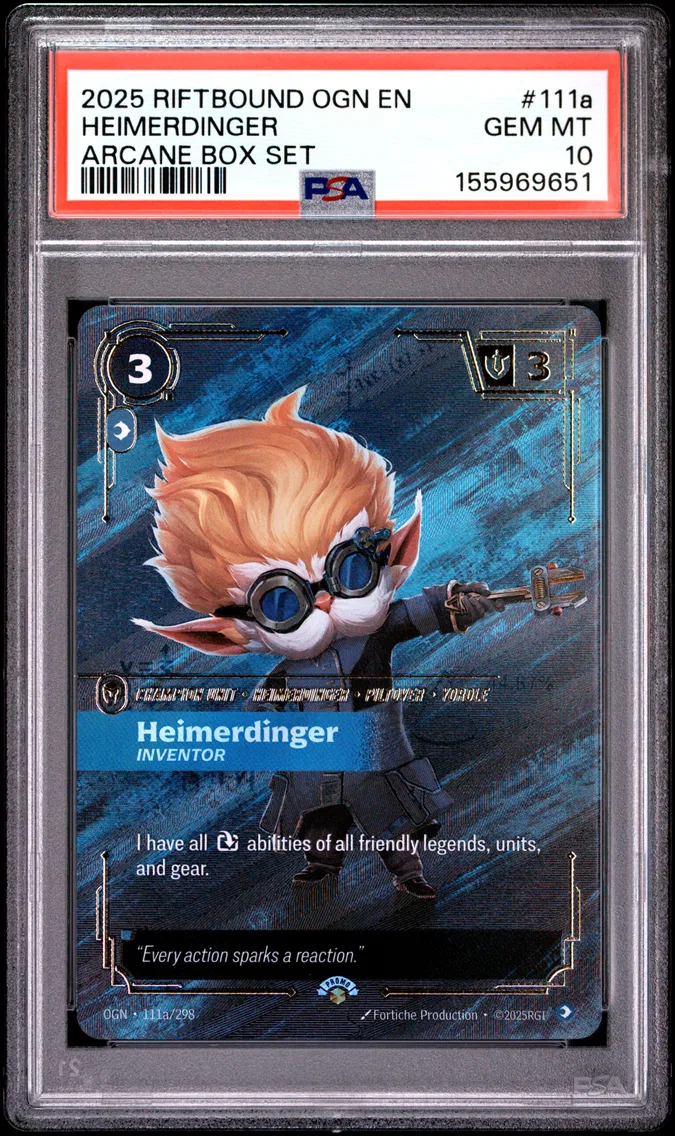 2025 #111a Heimerdinger - Inventor PSA 10 Riftbound: League of Legends Ogn-Origins