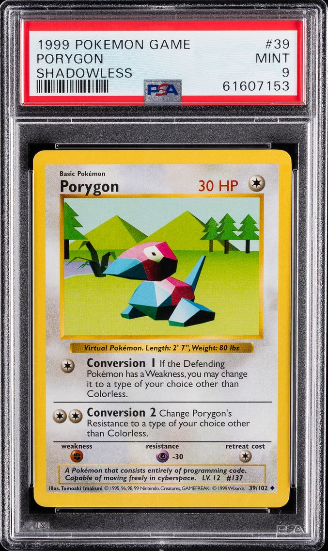 1999 #39 Porygon Shadowless PSA 9 Game Pokemon