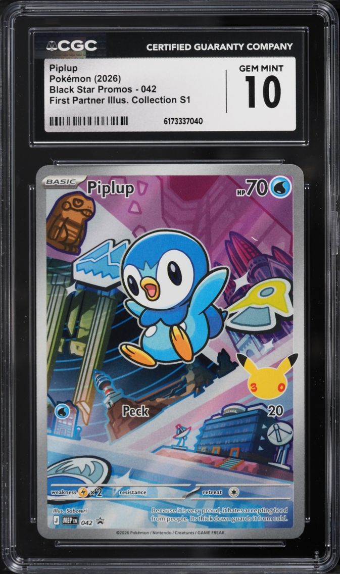 2026 Pokemon Mega Evolution Promo First Partner Illustration Full Art Piplup #42 CGC 10 GEM